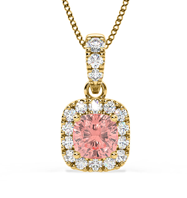 Beatrice Pink Lab Diamond Cushion Cut Necklace 0.70ct in 18K Gold - Elara Collection